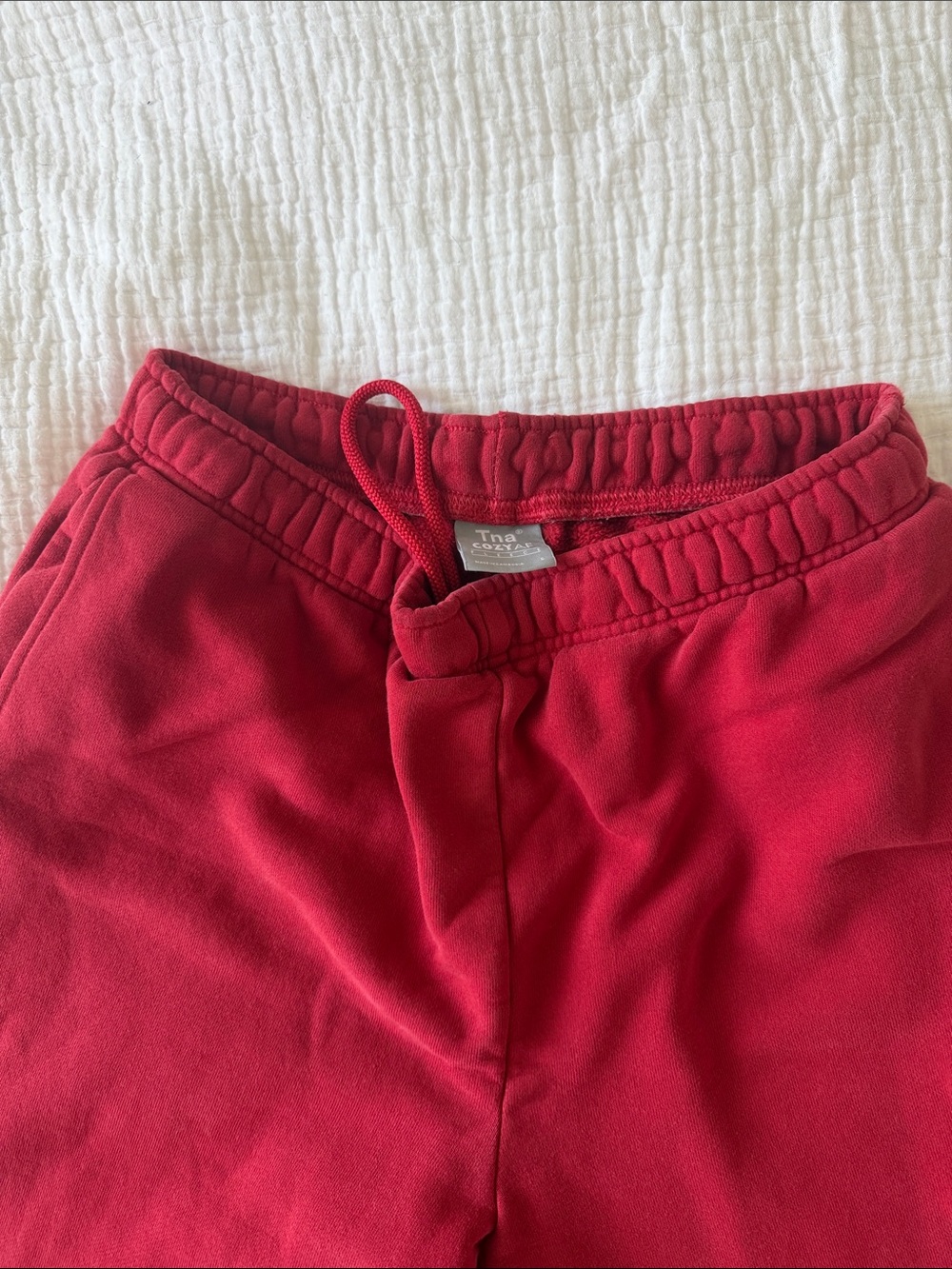 Aritzia TNA Red Sweatpants with Elastic Waistband